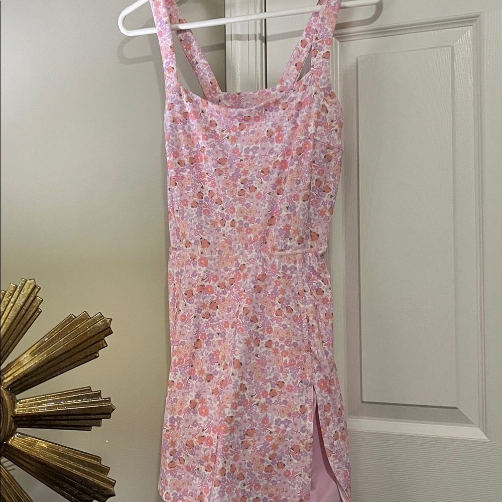 JoyLab pink floral athletic dress medium built in shorts